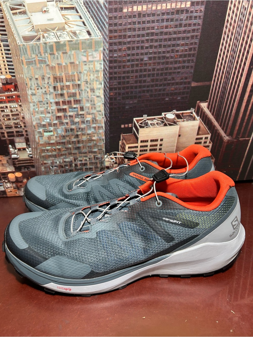 Salomon Men's Grey and Orange Trail Running Shoes